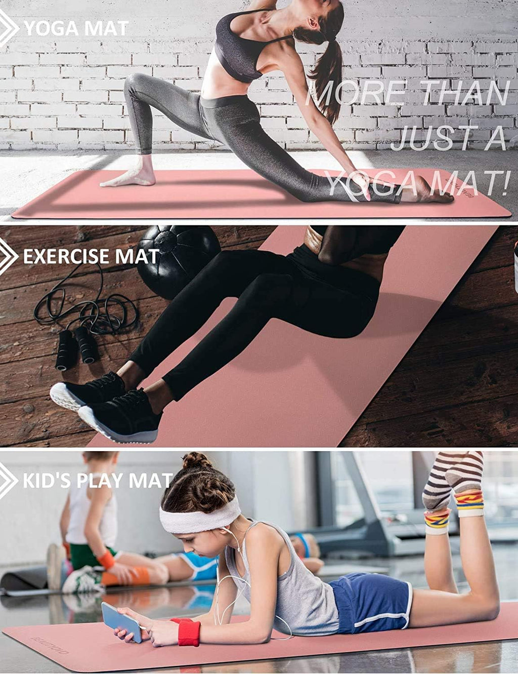 Professional TPE Yoga Mat with Strap, 1/3 Inch Extra Thick, Double-Sided Non-Slip Design for Yoga, Pilates, and Floor Exercises