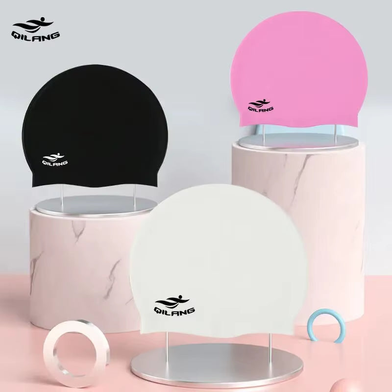 No Fog Head Silicone High-Quality Swimming Cap for Adults Children Waterproof Silicone Swimming Cap Waterproof Ear Protectors